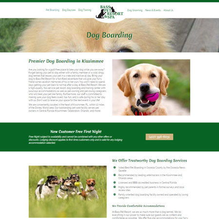 Bass Pet Resort Website