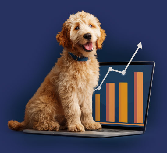 Dog with growing chart